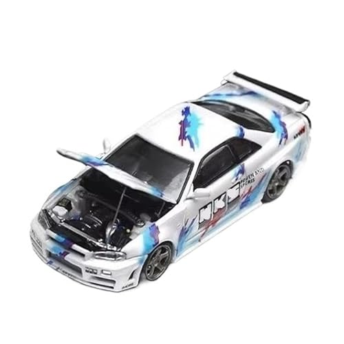 XGFFBAGB 1/64 Für GTR R34 Open Cover TM Legierung Auto Modell Sammlung Dekoration(White D,With Box) von XGFFBAGB