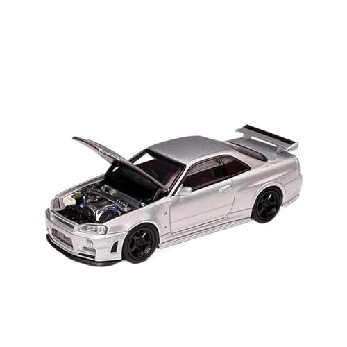 XGFFBAGB 1/64 Für GTR R34 Z Tune Geöffnete Haube Diecast Auto Modell Sammlung Spielzeug(Silver,No Box) von XGFFBAGB