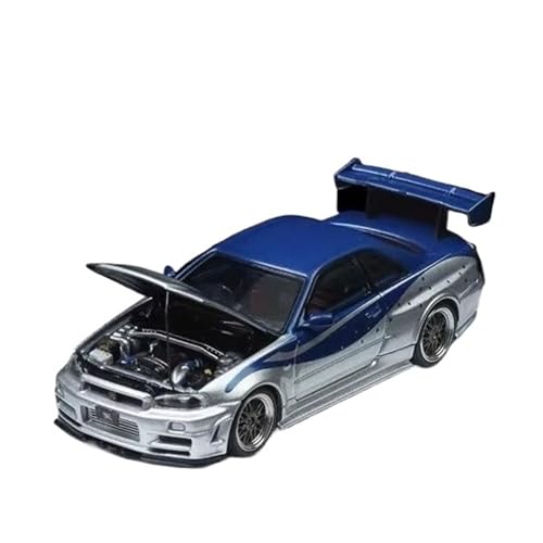 XGFFBAGB 1/64 für GTR R34 Open Cover TM Modellauto aus Legierung Kollektion Dekoration (Silber C, ohne Box) von XGFFBAGB