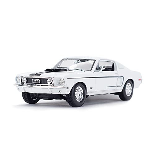 XGFFBAGB 1:18 Für Mustang GT Sportwagen Statische Druckgussfahrzeuge Sammlermodell Autospielzeug(White,with Box) von XGFFBAGB
