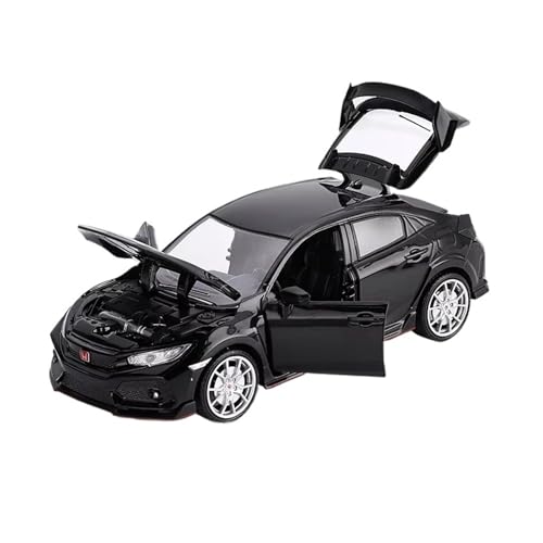 XGFFBAGB 1:24 Für Civic Type R Legierung Diecast & Spielzeug Fahrzeug Metall Racing Auto Modell Sammlung Geschenk(Black,with Box) von XGFFBAGB
