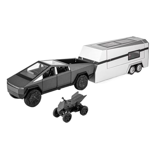XGFFBAGB 1:24 Für Cybers Truck Pickup Trailer Legierung Diecast Metall Camper Van Touring Auto Modell Sound Licht Spielzeug Geschenk(Gray S,with Box) von XGFFBAGB