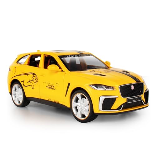 XGFFBAGB 1:24 Für F-PACE SVR SUV Legierung Druckguss Auto Modell Sound Und Licht Pull Back Spielzeug Geschenke(Yellow,with Box) von XGFFBAGB