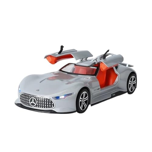 XGFFBAGB 1:24 Für GT Legierung Diecast Metall Racing Auto Fahrzeuge Modell Sound Licht Spielzeug Geschenk(Gray Silver,with Box) von XGFFBAGB