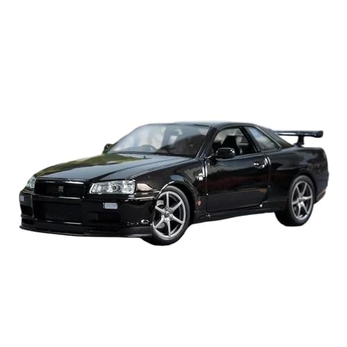 XGFFBAGB 1:24 Für GTR R34 Legierung Druckguss & Spielzeug Fahrzeuge Auto Modell Spielzeug Geschenk(Black,with Box) von XGFFBAGB