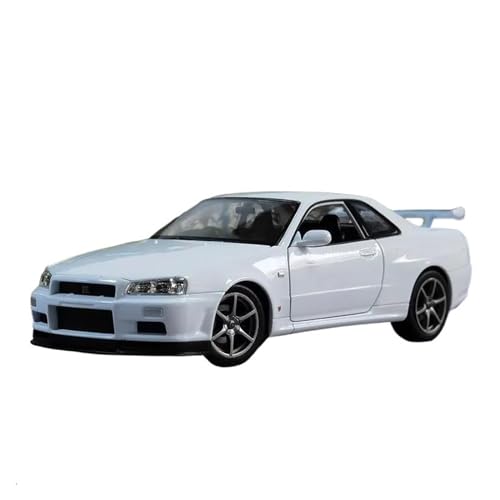 XGFFBAGB 1:24 Für GTR R34 Legierung Druckguss & Spielzeug Fahrzeuge Auto Modell Spielzeug Geschenk(White,with Box) von XGFFBAGB