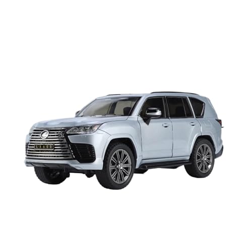 XGFFBAGB 1:24 Für LX600 Off-Road-SUV Modellauto Legierung Zurückziehen Spielzeugauto Sound Und Licht Geschenk(Silver,No Box) von XGFFBAGB