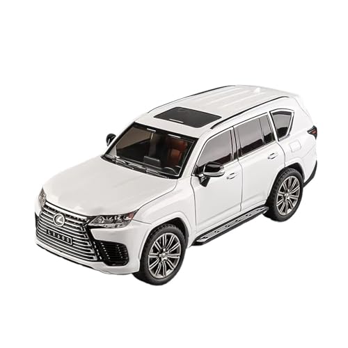 XGFFBAGB 1:24 Für LX600 SUV Legierung Druckguss Metall Spielzeug Off-Road Fahrzeuge Auto Modell Sound Und Licht Geschenk(White,with Box) von XGFFBAGB