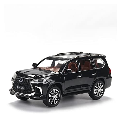 XGFFBAGB 1:24 Für Lexus LX570 SUV Legierung Pull Back Modell Auto Sound Licht Pull Back Spielzeug Geschenk(Black,with Box) von XGFFBAGB