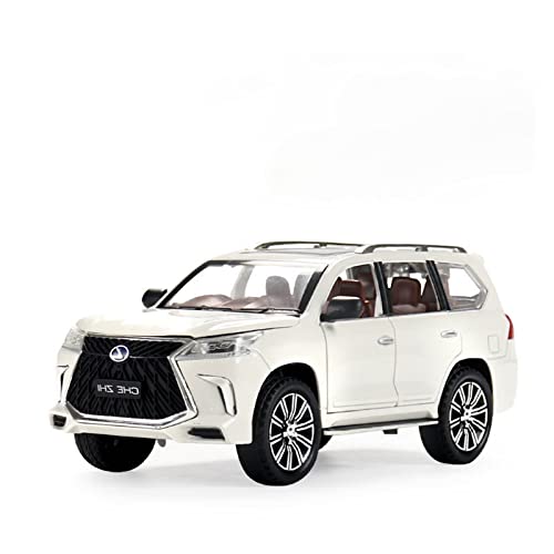 XGFFBAGB 1:24 Für Lexus LX570 SUV Legierung Pull Back Modell Auto Sound Licht Pull Back Spielzeug Geschenk(White,with Box) von XGFFBAGB