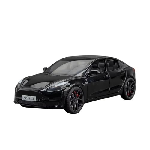 XGFFBAGB 1:24 Für Modell 3, Legierungsdruckguss-Automodell, Sound Und Licht, Spielzeug, Sammlerstück, Geschenk(Black,with Box) von XGFFBAGB