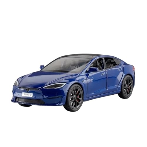 XGFFBAGB 1:24 Für Modell S Legierung Diecast Auto Modell Sound Und Licht Spielzeug Sammlerstücke Geschenk(Blu,with Box) von XGFFBAGB