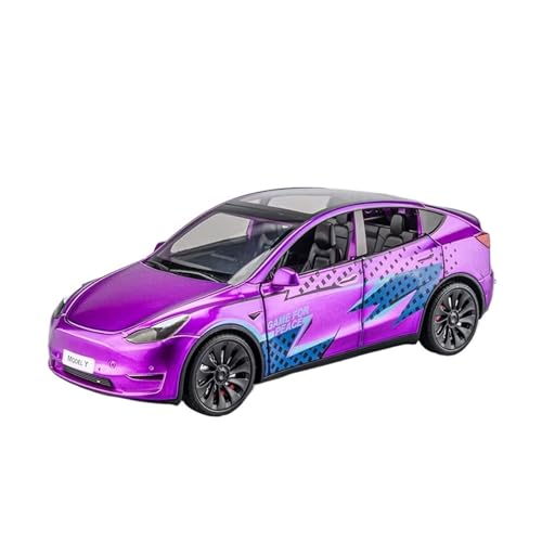 XGFFBAGB 1:24 Für Modell Y Legierung Druckguss Spielzeugauto Modell Sound Und Licht Spielzeug Sammlerstücke Geschenk(Purple,with Box) von XGFFBAGB