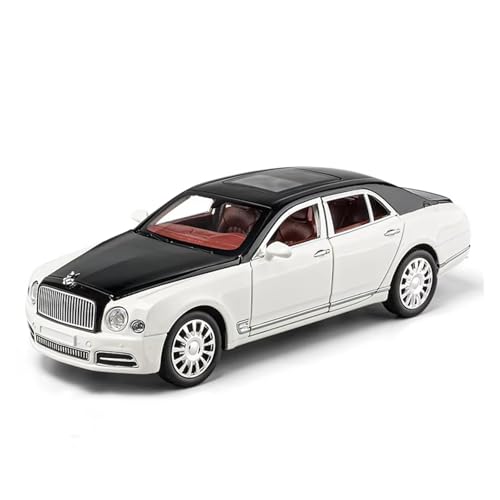 XGFFBAGB 1:24 Für Mulsanne Legierung Sport Auto Modell Druckguss Spielzeug Fahrzeuge Metall Mit Sound Licht Sammlung Geschenk(White Black,No Box) von XGFFBAGB
