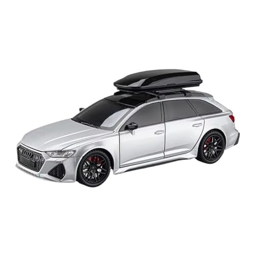XGFFBAGB 1:24 Für RS6 Spielzeugauto Modell Diecast Racing Fahrzeug Zurückziehen Sound Licht Türen Zu Öffnende Sammlung Geschenk(Silver,No Box) von XGFFBAGB