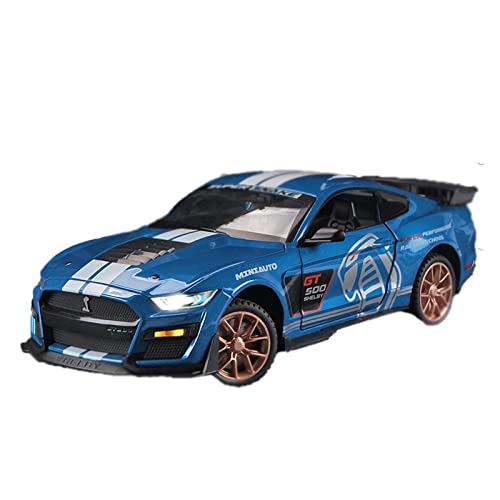 XGFFBAGB 1:24 Für Shelby GT500 Automodell Legierung Pull Back Spielzeugauto 4 Offene Türen Geschenke(Blu,with Box) von XGFFBAGB