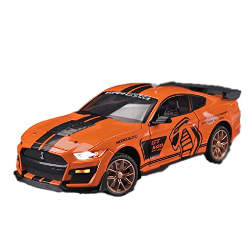 XGFFBAGB 1:24 Für Shelby GT500 Automodell Legierung Pull Back Spielzeugauto 4 Offene Türen Geschenke(Orange,No Box) von XGFFBAGB