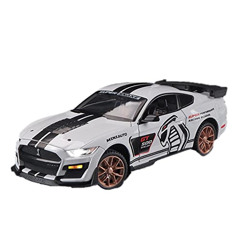 XGFFBAGB 1:24 Für Shelby GT500 Automodell Legierung Pull Back Spielzeugauto 4 Offene Türen Geschenke(White,with Box) von XGFFBAGB