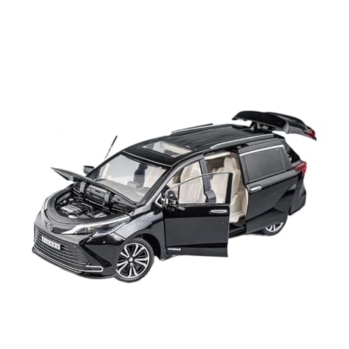 XGFFBAGB 1:24 Für Sienna MPV Van Druckguss-Spielzeugautomodell, Zurückziehbare Sound- Und Lichttüren, Zu Öffnende Sammlung, Geschenk(Black,with Box) von XGFFBAGB