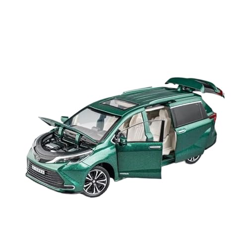 XGFFBAGB 1:24 Für Sienna MPV Van Druckguss-Spielzeugautomodell, Zurückziehbare Sound- Und Lichttüren, Zu Öffnende Sammlung, Geschenk(Green,with Box) von XGFFBAGB