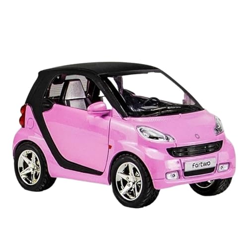 XGFFBAGB 1:24 Für Smart Fortwo Legierung Metall Diecast Fahrzeug Spielzeug Auto Modell Metall Geschenk(Pink,with Box) von XGFFBAGB