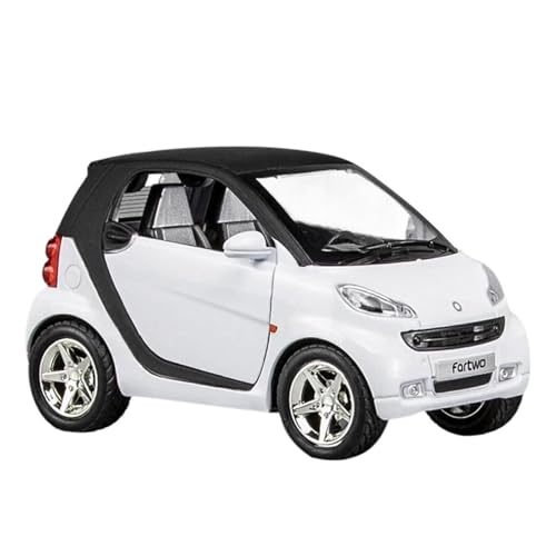 XGFFBAGB 1:24 Für Smart Fortwo Legierung Metall Diecast Fahrzeug Spielzeug Auto Modell Metall Geschenk(White,with Box) von XGFFBAGB
