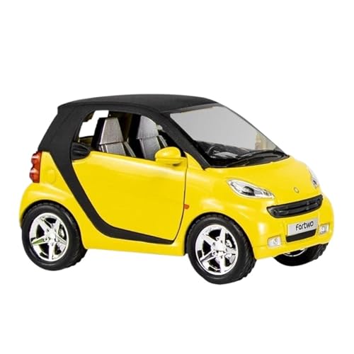 XGFFBAGB 1:24 Für Smart Fortwo Legierung Metall Diecast Fahrzeug Spielzeug Auto Modell Metall Geschenk(Yellow,with Box) von XGFFBAGB
