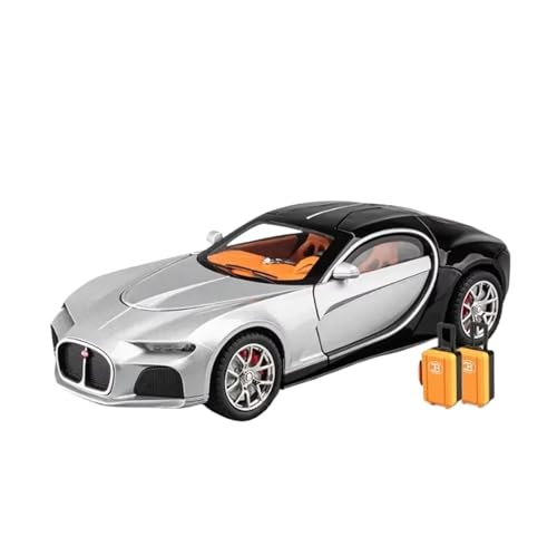 XGFFBAGB 1:24 Legierung Sport Druckguss Metall Auto Modell Sound Und Licht Spielzeug Geschenk(Silver Black,No Box) von XGFFBAGB