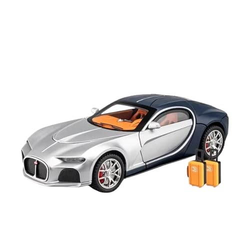 XGFFBAGB 1:24 Legierung Sport Druckguss Metall Auto Modell Sound Und Licht Spielzeug Geschenk(Silver Blue,with Box) von XGFFBAGB