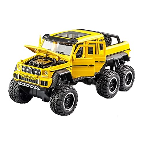 XGFFBAGB 1:32 Für 6WD Diecast Metall Off Road SUV Auto Modell G63 6X6 Räder Geschenk Spielzeug(Yellow,No Box) von XGFFBAGB