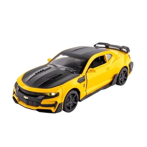 XGFFBAGB 1:32 Für Camaro Auto Spielzeug Legierung Diecast Modell Sport Auto Mit Sound Licht Fahrzeuge Spielzeug Geschenke(Yellow,with Box) von XGFFBAGB