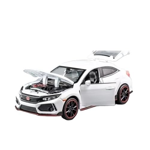 XGFFBAGB 1:32 Für Civic Type-R Legierung Druckguss Spielzeug Fahrzeuge Metall Auto Modell Sound Licht Auto Spielzeug Sammlerstücke Geschenke(White,with Box) von XGFFBAGB