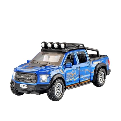 XGFFBAGB 1:32 Für F150 Legierung Pickup Auto Modell Druckguss Metall Spielzeug Geländewagen Auto Modell Sammlung Sound Und Licht Geschenk(Blu,with Box) von XGFFBAGB