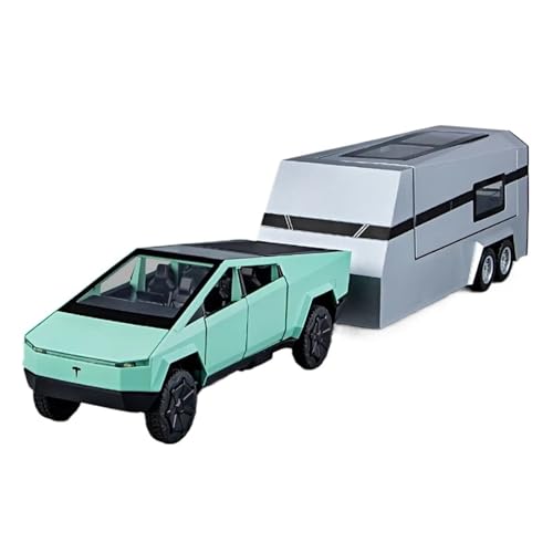 XGFFBAGB 1:32 Für Modell Y Anhänger Auto Legierung Druckguss Metall Spielzeug Auto Modell Sound Und Licht Sammlung Geschenk(Green,with Box) von XGFFBAGB