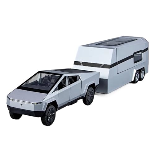 XGFFBAGB 1:32 Für Modell Y Anhänger Auto Legierung Druckguss Metall Spielzeug Auto Modell Sound Und Licht Sammlung Geschenk(Silver,with Box) von XGFFBAGB