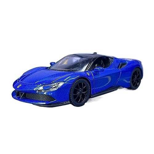 XGFFBAGB 1:32 Für SF90 Spider Sportscar Legierung Auto Druckguss & Spielzeug Fahrzeuge Modell Sound Und Licht Zurückziehen Auto Spielzeug Für Kinder Geschenke(Blu,No Box) von XGFFBAGB