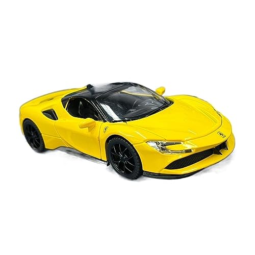XGFFBAGB 1:32 Für SF90 Spider Sportscar Legierung Auto Druckguss & Spielzeug Fahrzeuge Modell Sound Und Licht Zurückziehen Auto Spielzeug Für Kinder Geschenke(Yellow,with Box) von XGFFBAGB