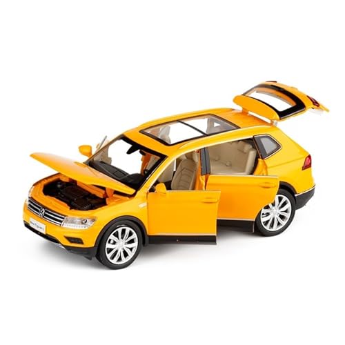 XGFFBAGB 1:32 Für Tiguan L Automodell Legierung Pull Back Auto Offene Tür Spielzeug(Yellow,No Box) von XGFFBAGB
