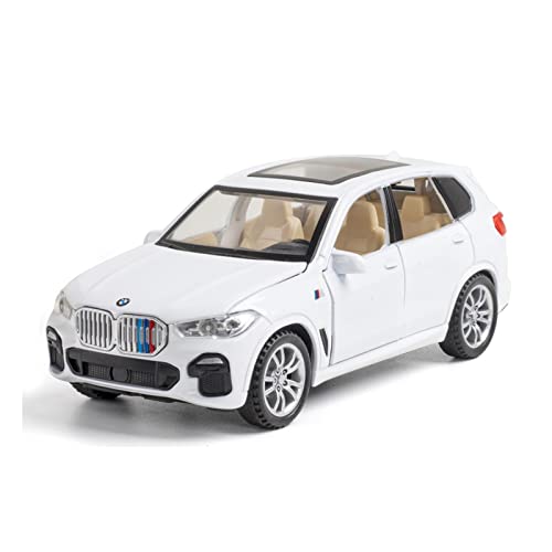 XGFFBAGB 1:32 Für X5 SUV Legierung Diecast Auto Modelle Spielzeug Fahrzeug Sound Licht Pull Back Spielzeug(White,with Box) von XGFFBAGB