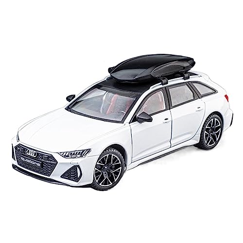 XGFFBAGB Für RS6 Quattro 1:24 Kombi Legierung Modell Auto Druckguss Metall Casting Sound Und Licht Spielzeug(White,No Box) von XGFFBAGB
