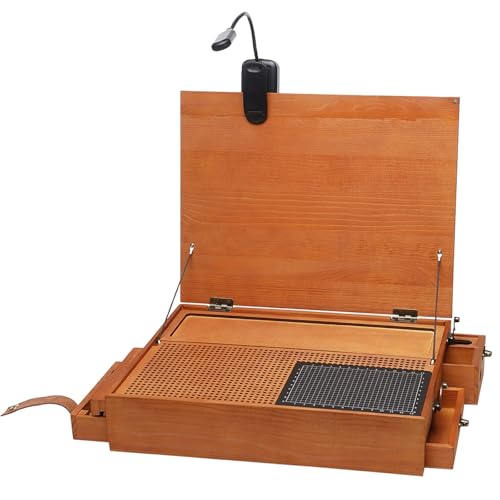 Tragbare Modellwerkbank, Modellbau-Arbeitsplatz aus Holz mit LED-Licht und Schublade, Modellbau- und Montagewerkbank, Modellarbeitstisch for hochpräzise Arbeiten, DIY-Modellbau von XGHDPBM