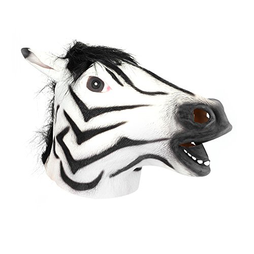 PferdeMaske Halloween Tiermaske Pferd Zebra Pferdekopf Umweltfreuntlich Versteckt Gesichtsmaske Weich Ungiftig Tierkopf Halloween Requisit Kostümdeko Lustig Kostümmaske Halloweenparty Mottoparty von XGOPTS