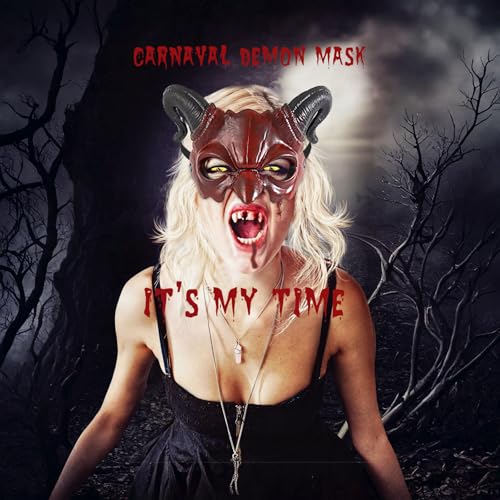 XGOPTS Halloween Schaf Horn Teufelsmaske Gruselmaske Haloween Maske Halbgesichtsmaske Tiermasken Halloweenmaske Dämonenmaske für Horror Cosplay, Party Kostüm (Rot) von XGOPTS