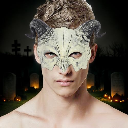 XGOPTS Halloween Schaf Horn Teufelsmaske Gruselmaske Haloween Maske Halbgesichtsmaske Tiermasken Halloweenmaske Dämonenmaske für Horror Cosplay, Party Kostüm XGOPTS Halloween Schaf Horn Teufelsmaske Gruselmaske Haloween Maske Halbgesichtsmaske Tiermasken Halloweenmaske Dämonenmaske für Horror Cosplay, Party Kostüm von XGOPTS