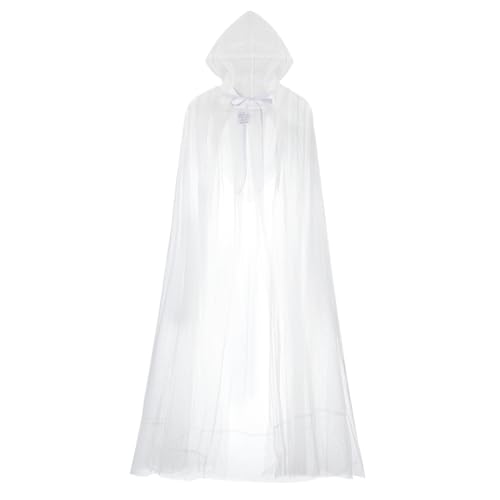XGOPTS Halloween Vampir Umhang 160cm Tüllumhang mit Kapuze Halloween Kostüm Dracula Cape Schwarz Kapuzenumhang Erwachsene Halloween Cosplay Kostüm Weiß XGOPTS Halloween Vampir Umhang 160cm Tüllumhang mit Kapuze Halloween Kostüm Dracula Cape Schwarz Kapuzenumhang Erwachsene Halloween Cosplay Kostüm Weiß von XGOPTS