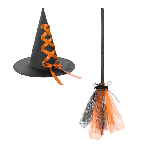 XGOPTS Kinder Halloween Kostüm Zauberer Kostüm für Kinder Hexenhut mit Besen Halloween Party Hüte für Karneval Fasching Cosplay Junge Mädchen XGOPTS Kinder Halloween Kostüm Zauberer Kostüm für Kinder Hexenhut mit Besen Halloween Party Hüte für Karneval Fasching Cosplay Junge Mädchen von XGOPTS