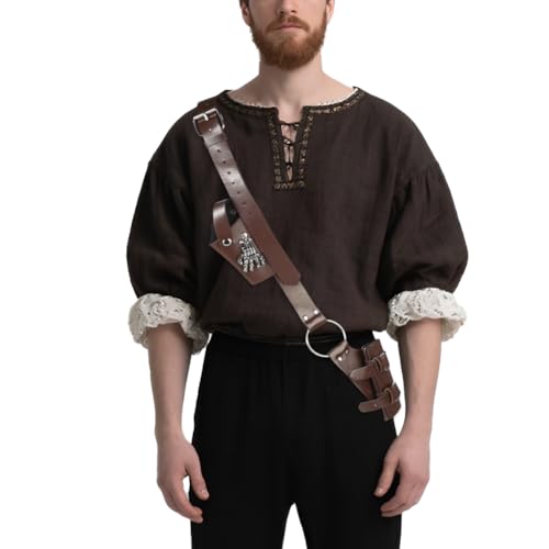 XGOPTS Mittelalter Pistole Holster Steampunk Piratenschwert Holster Mittelalterlicher Vintage Pistole-Holster Verstellbare Renaissance Piraten Ritter Pistole Scheide für Halloween Cosplay von XGOPTS