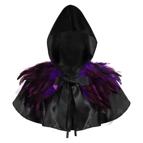 XGOPTS Umhang mit Kapuze Mittelalter Gugel Umhang mit Feder Achselzucken Schal Halloween Party Kostüm für Herren & Damen Halloween Cosplay XGOPTS Umhang mit Kapuze Mittelalter Gugel Umhang mit Feder Achselzucken Schal Halloween Party Kostüm für Herren & Damen Halloween Cosplay von XGOPTS