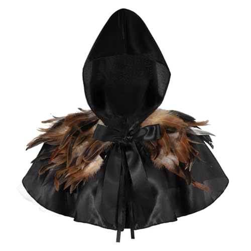 XGOPTS Umhang mit Kapuze Mittelalter Gugel Umhang mit Feder Achselzucken Schal Halloween Party Kostüm für Herren & Damen Halloween Cosplay XGOPTS Umhang mit Kapuze Mittelalter Gugel Umhang mit Feder Achselzucken Schal Halloween Party Kostüm für Herren & Damen Halloween Cosplay von XGOPTS