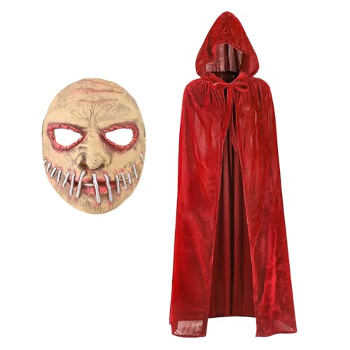 XGOPTS Vampir Kostüm Umhang mit Kaputze 59"/150cm Unisex Halloween Umhang mit Horror Maske Mittelalter Umhang Kapuzenumhang für Halloween Weihnachten Karneval Kostüm XGOPTS Vampir Kostüm Umhang mit Kaputze 59"/150cm Unisex Halloween Umhang mit Horror Maske Mittelalter Umhang Kapuzenumhang für Halloween Weihnachten Karneval Kostüm von XGOPTS